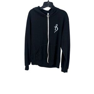 Bella+Canvas Graphic Zip-Up Hoodie Sweatshirt L Black Streetwear Grunge Goth